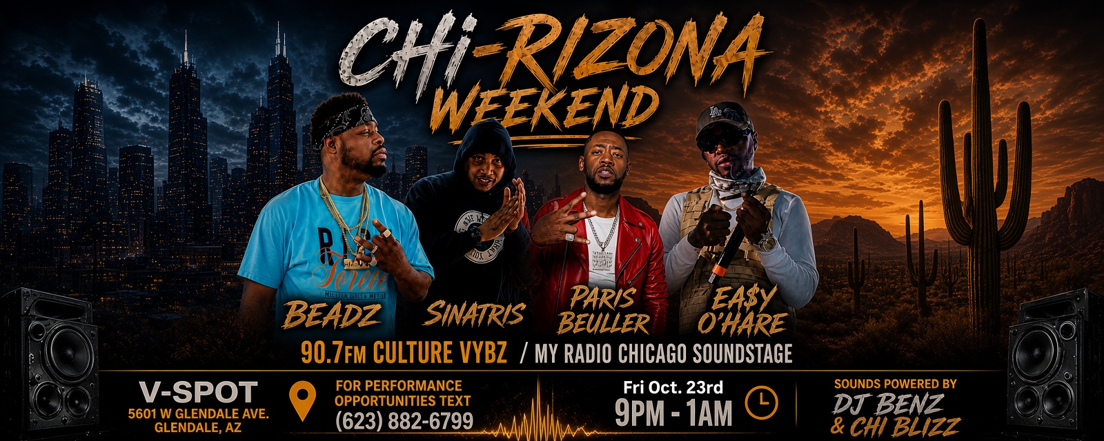 Chi-Rizona Weekend wide concert flyer